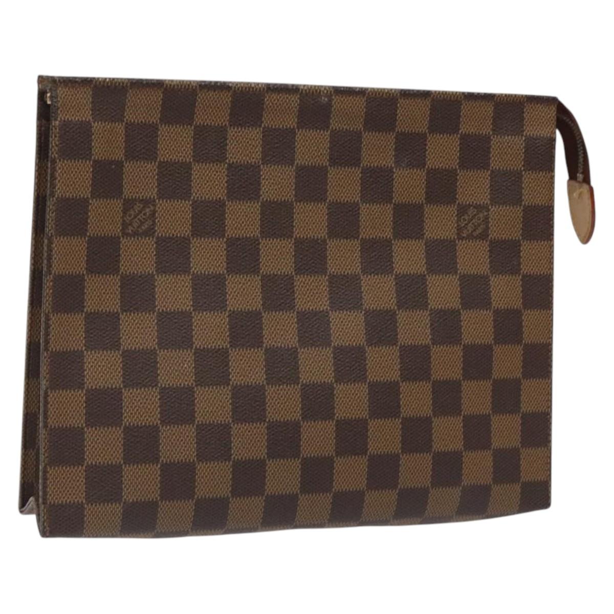 LOUIS VUITTON Damier Ebene Poche Toilette 26 Pouch N47543 LV Auth EC531
