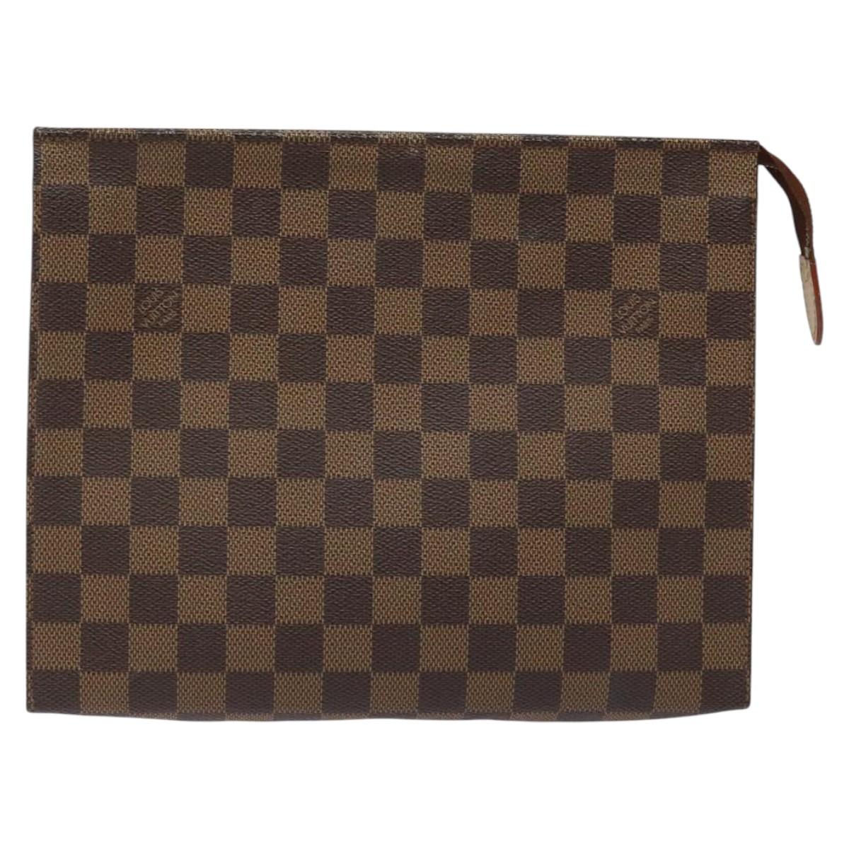 LOUIS VUITTON Damier Ebene Poche Toilette 26 Pouch N47543 LV Auth EC531