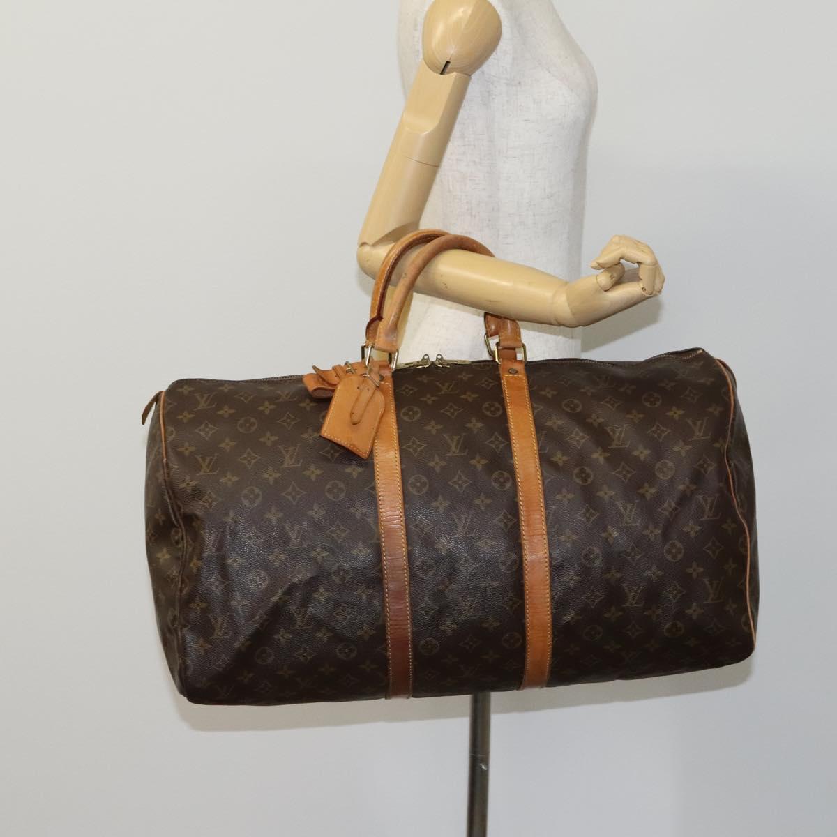 LOUIS VUITTON Monogram Keepall 55 Boston Bag M41424 LV Auth EC541
