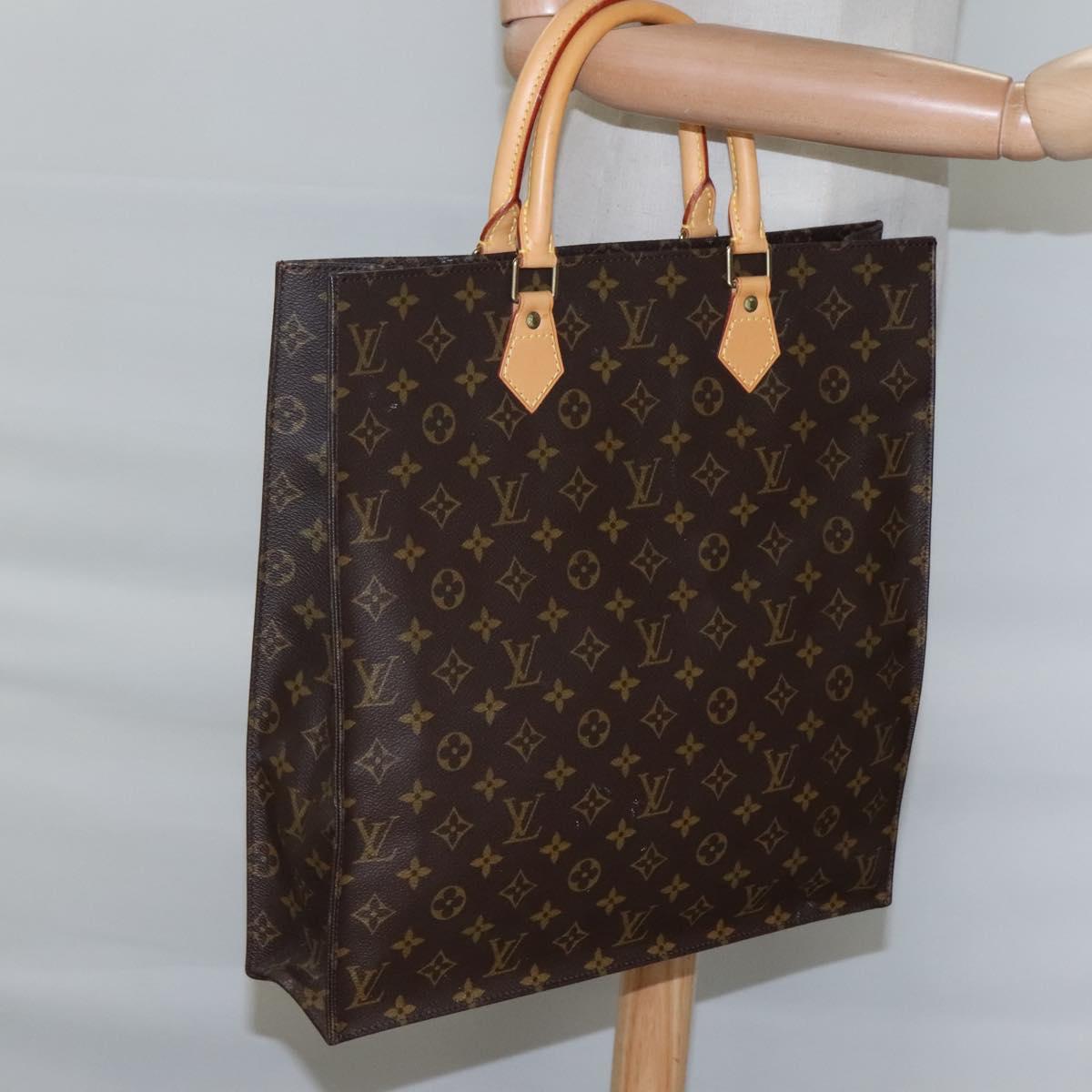 LOUIS VUITTON Monogram Sac Plat Hand Bag M51140 LV Auth EC550