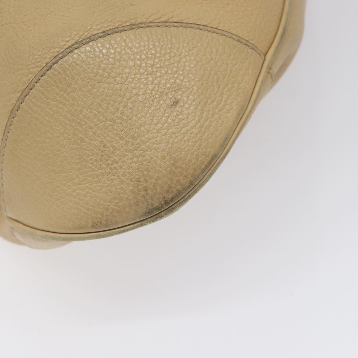 Salvatore Ferragamo Gancini Shoulder Bag Leather Beige Silver Auth EC551