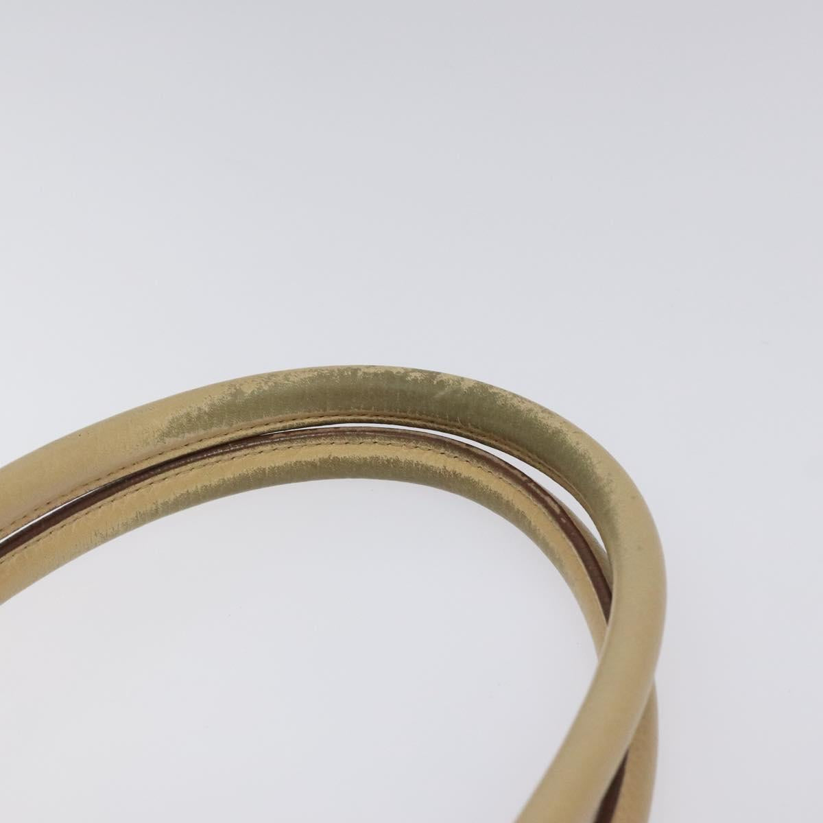 Salvatore Ferragamo Gancini Shoulder Bag Leather Beige Silver Auth EC551