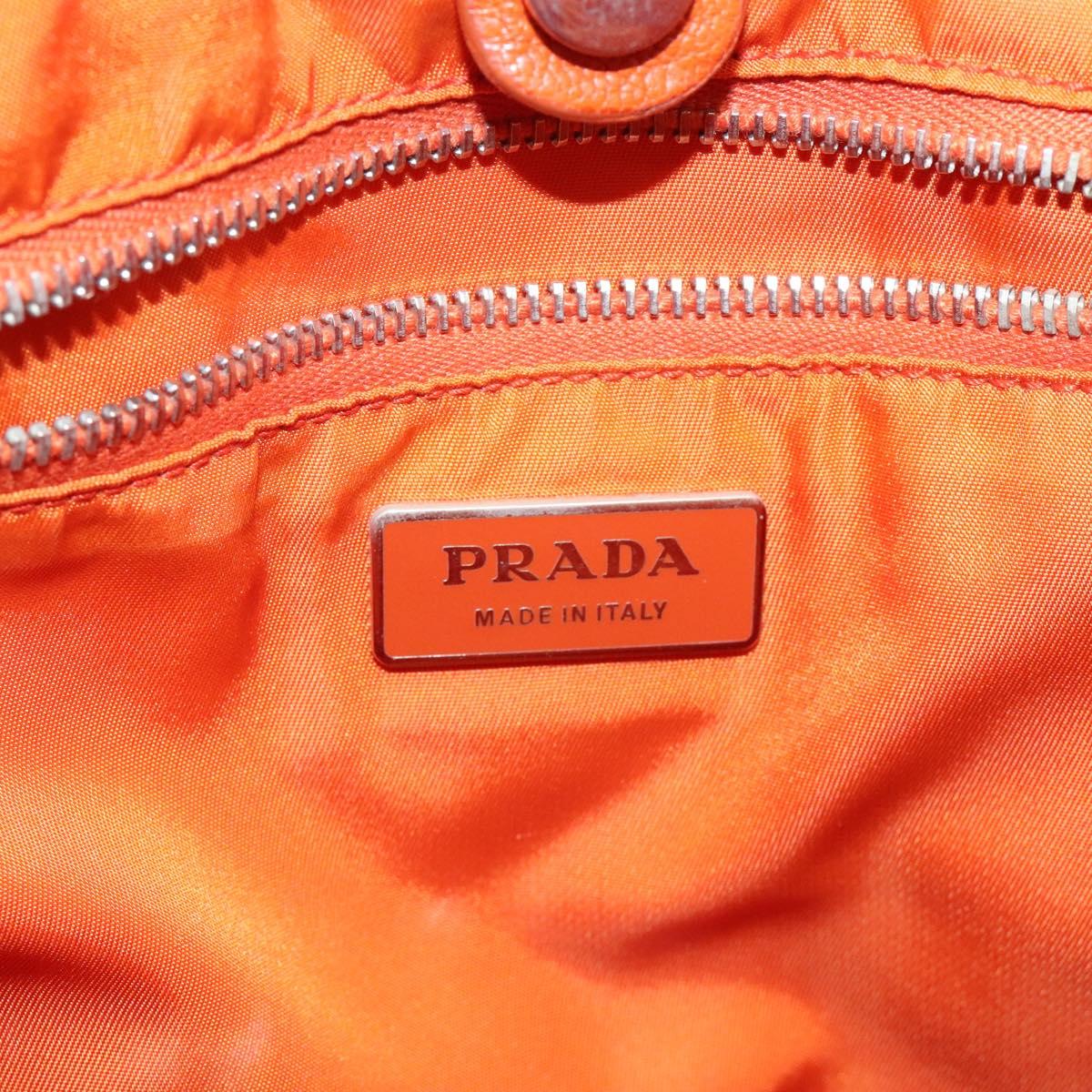 PRADA Hand Bag Canvas Beige Silver Auth EC559