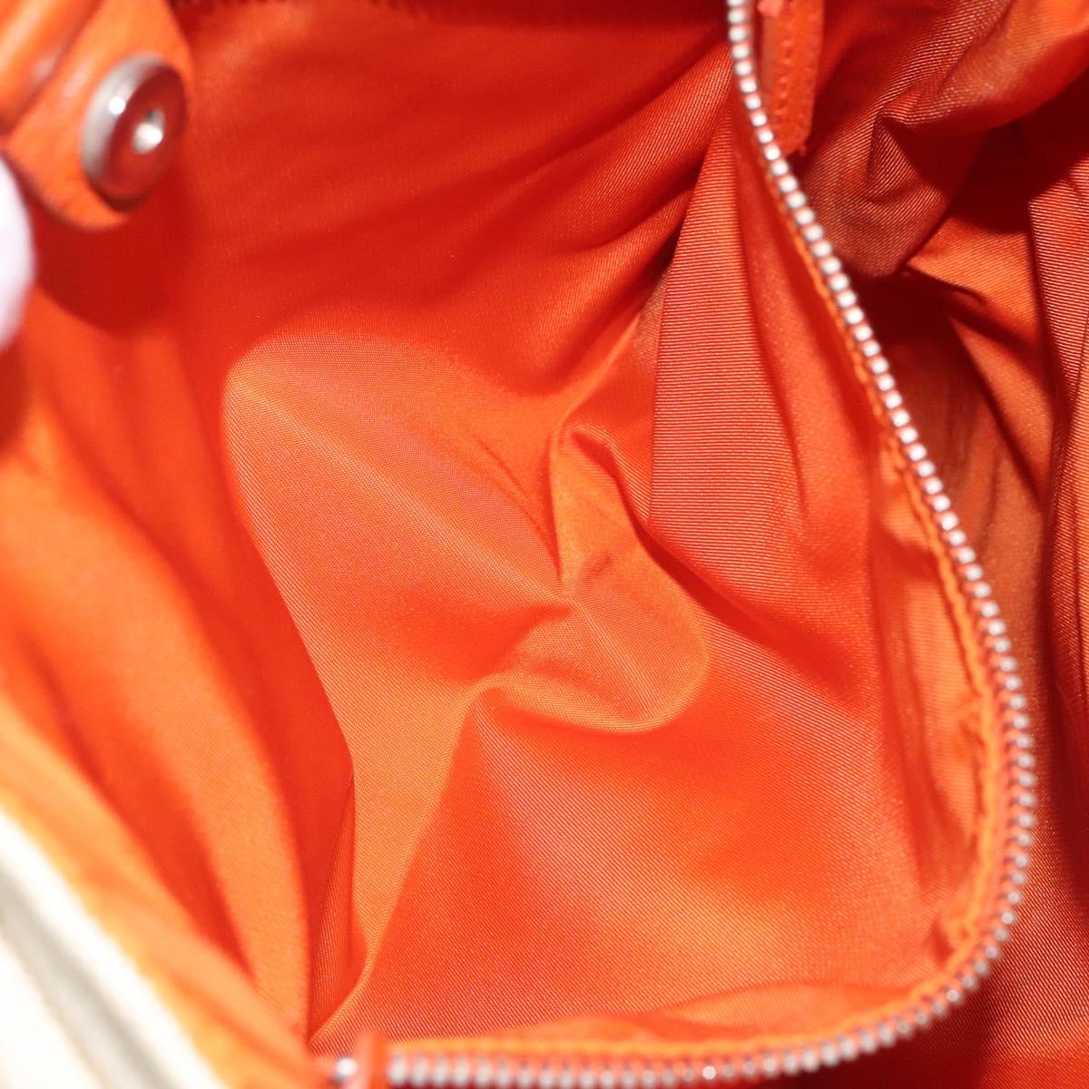 PRADA Hand Bag Canvas Beige Silver Auth EC559