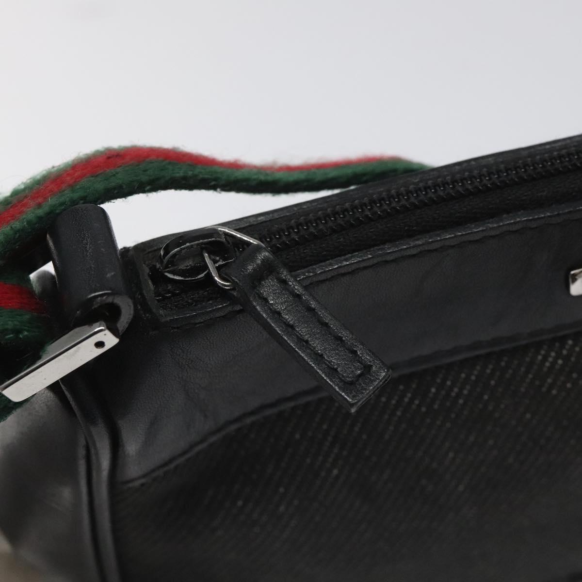 GUCCI Web Sherry Line Accessory Pouch Canvas Black Red Green 92821 Auth EC563