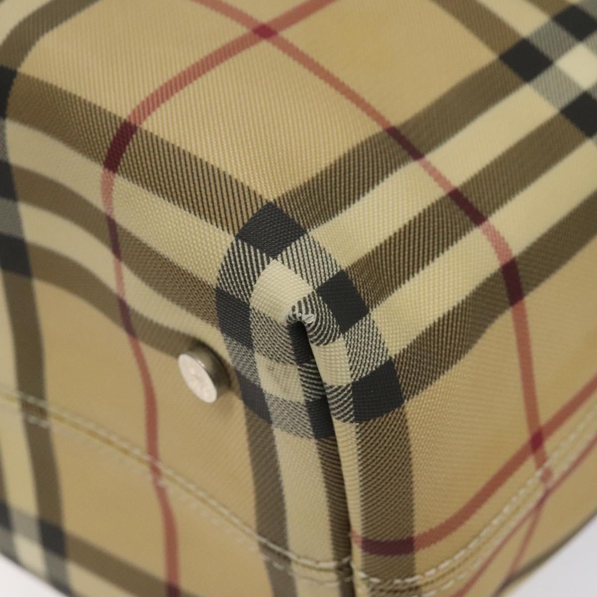 BURBERRY Nova Check Hand Bag PVC Beige Auth EC577