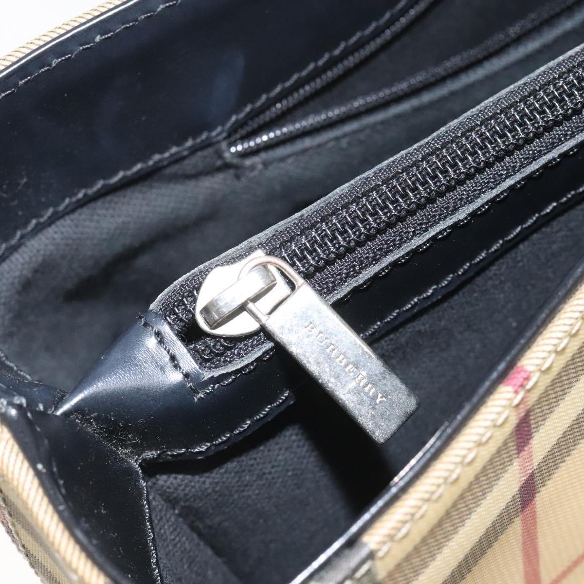 BURBERRY Nova Check Hand Bag PVC Beige Auth EC577