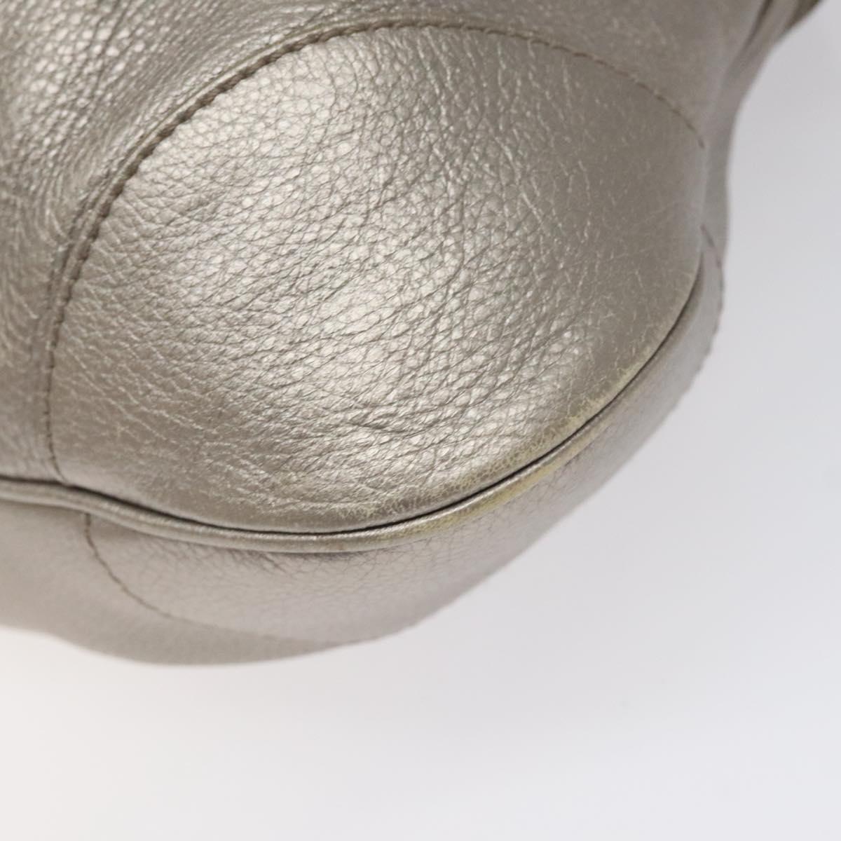 Salvatore Ferragamo Gancini Shoulder Bag Leather Silver Auth EC587