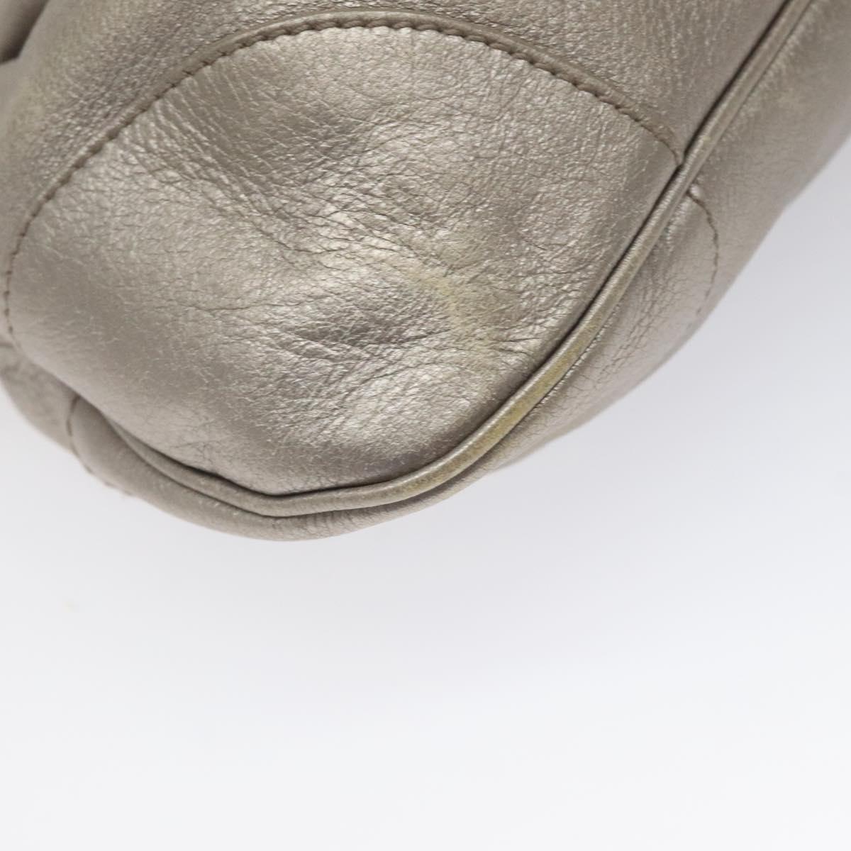 Salvatore Ferragamo Gancini Shoulder Bag Leather Silver Auth EC587