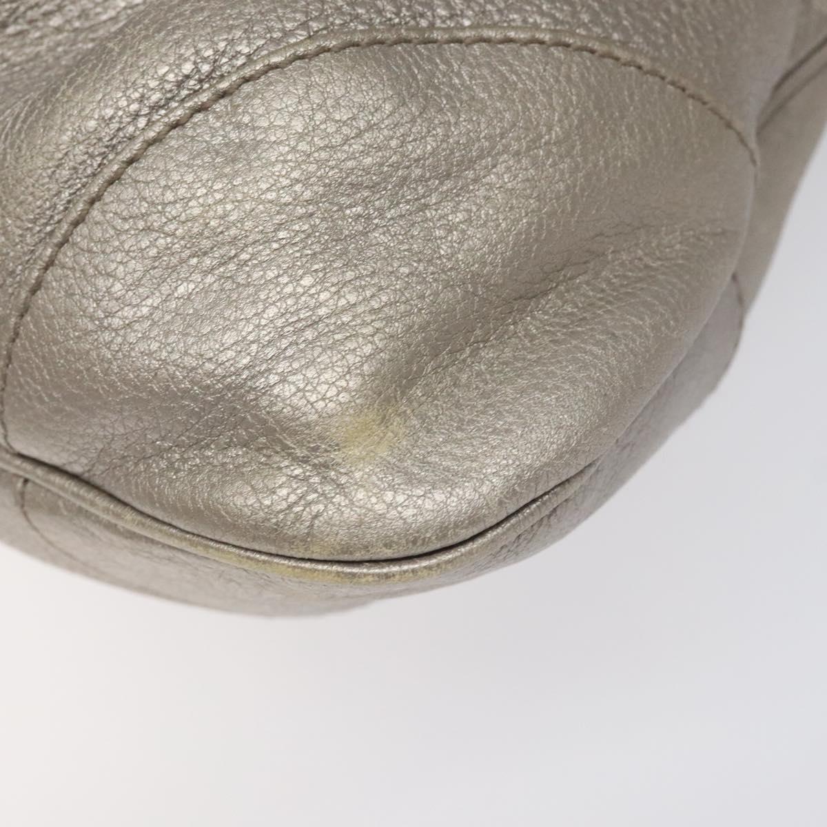 Salvatore Ferragamo Gancini Shoulder Bag Leather Silver Auth EC587