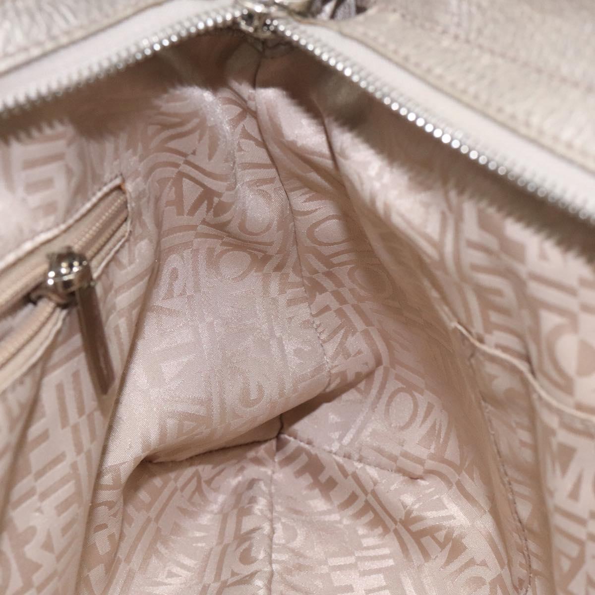 Salvatore Ferragamo Gancini Shoulder Bag Leather Silver Auth EC587