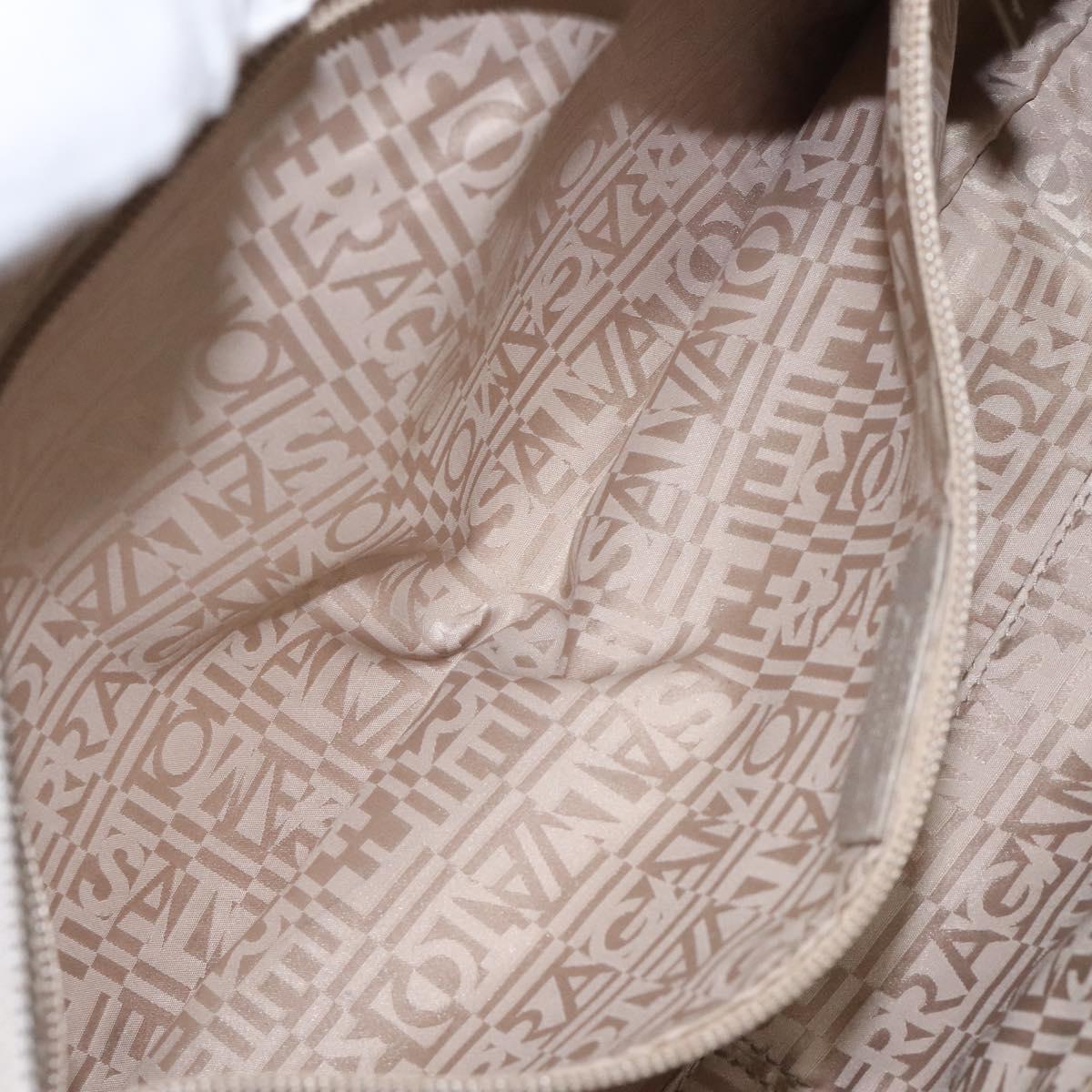 Salvatore Ferragamo Gancini Shoulder Bag Leather Silver Auth EC587