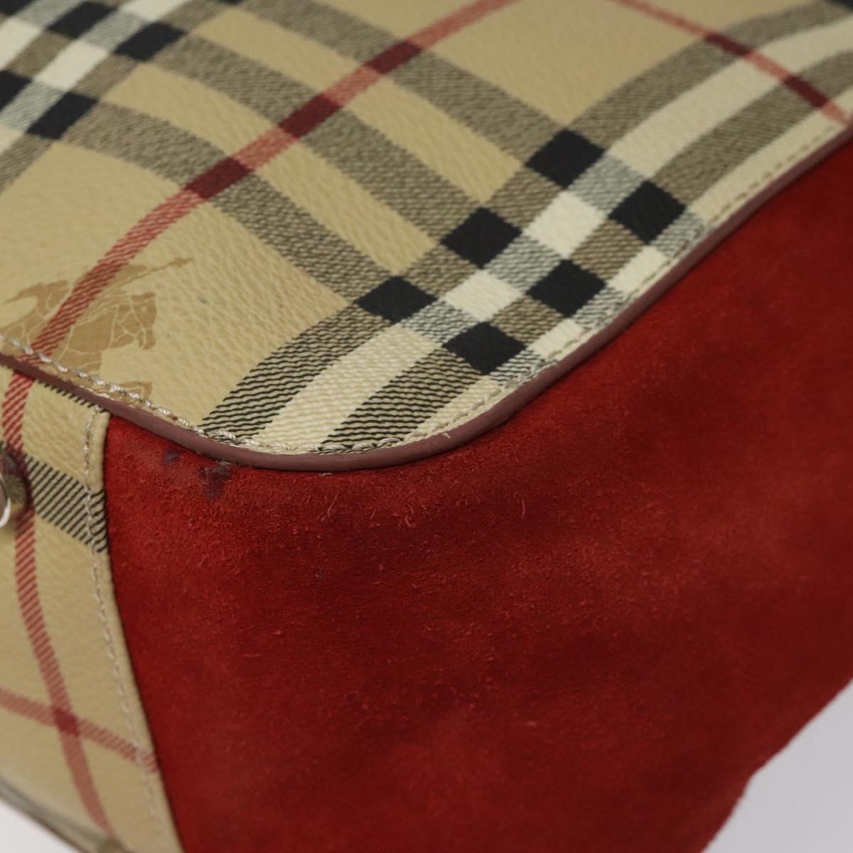 BURBERRY Nova Check Hand Bag PVC Beige Auth EC590