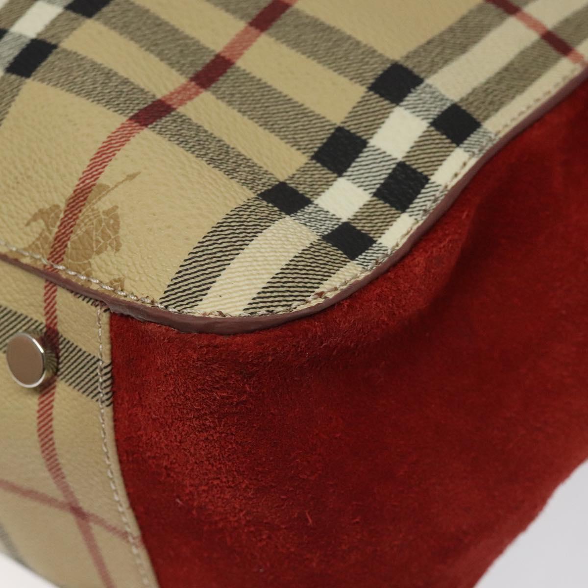 BURBERRY Nova Check Hand Bag PVC Beige Auth EC590