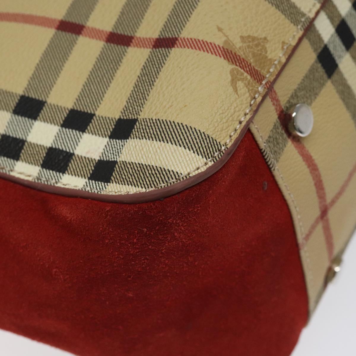 BURBERRY Nova Check Hand Bag PVC Beige Auth EC590