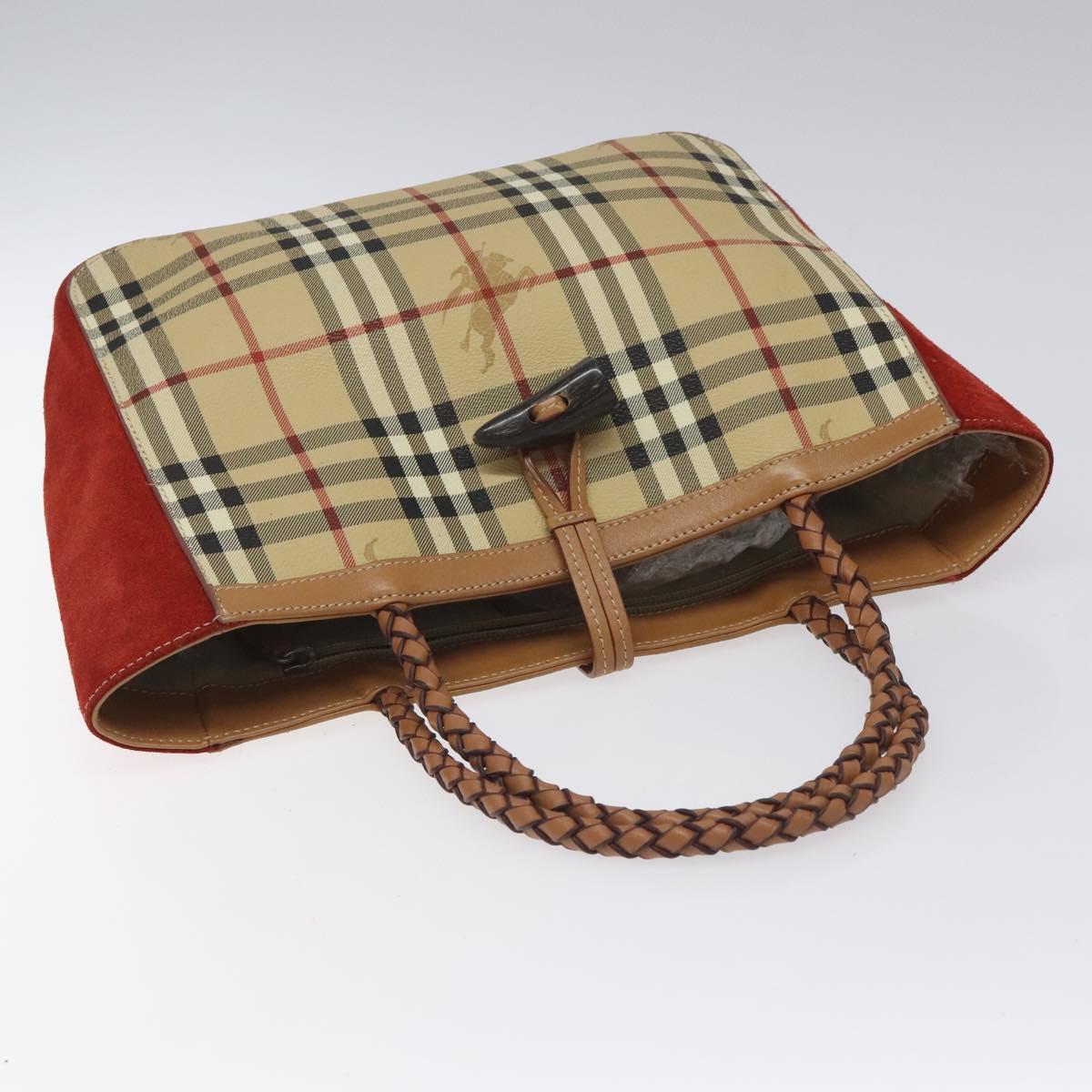 BURBERRY Nova Check Hand Bag PVC Beige Auth EC590