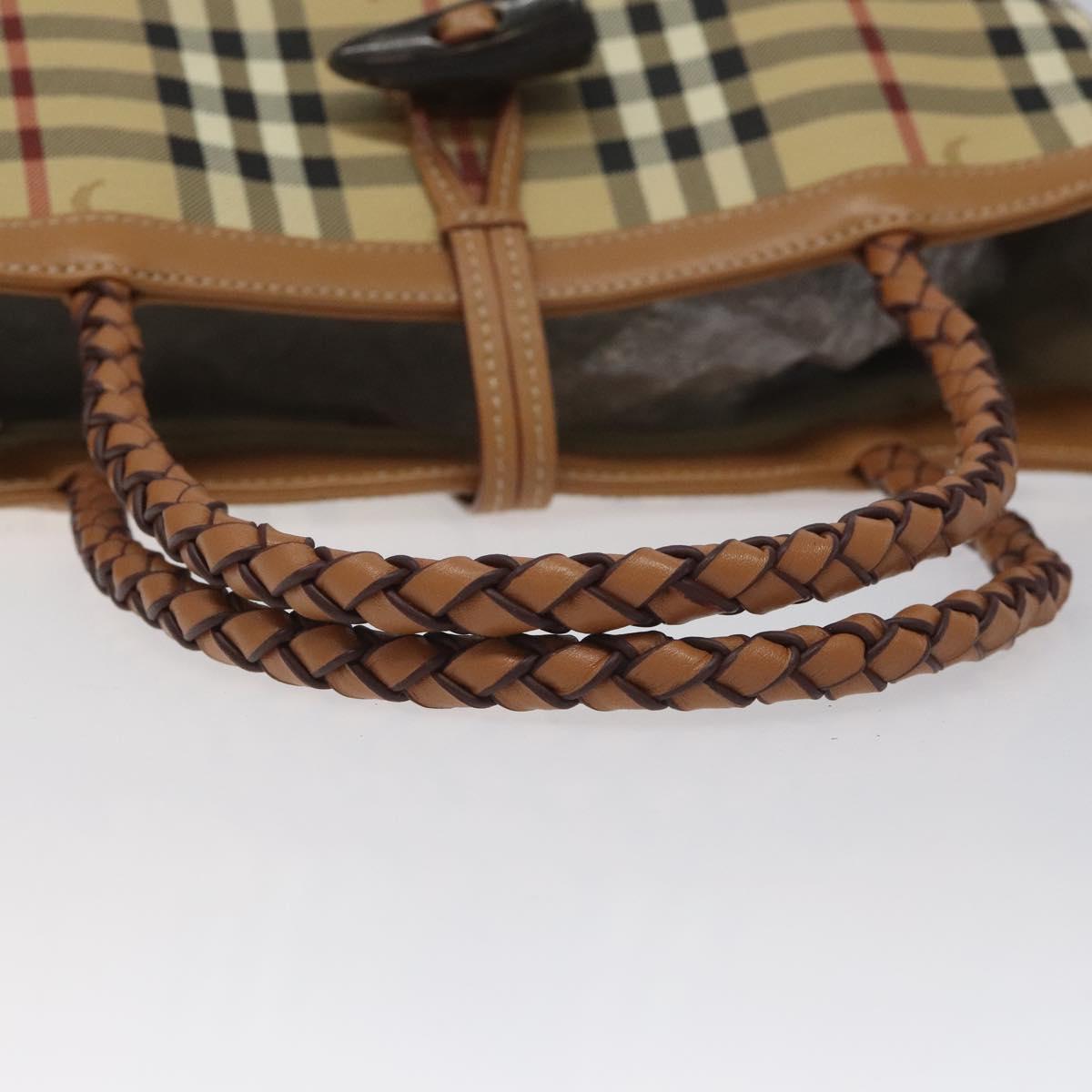 BURBERRY Nova Check Hand Bag PVC Beige Auth EC590