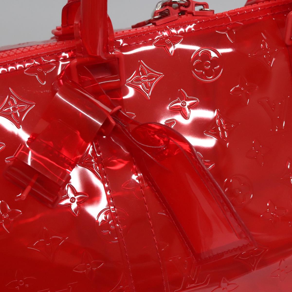LOUIS VUITTON Monogram Vinyl Keepall Bandouliere 50 Bag Red M41416 Auth EC591SA