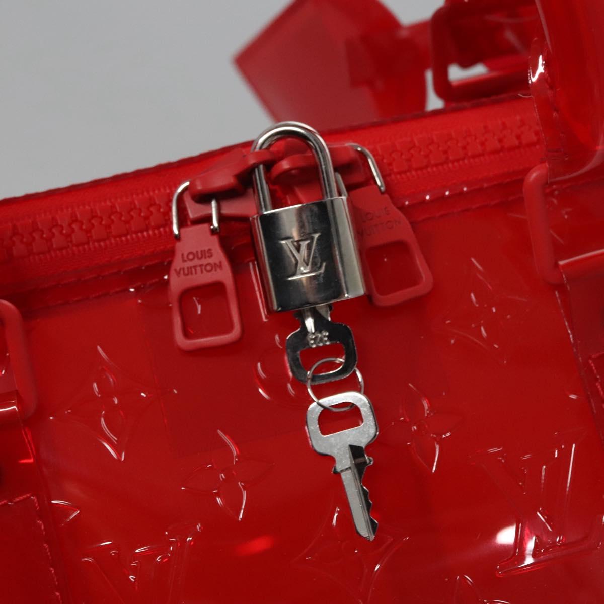 LOUIS VUITTON Monogram Vinyl Keepall Bandouliere 50 Bag Red M41416 Auth EC591SA