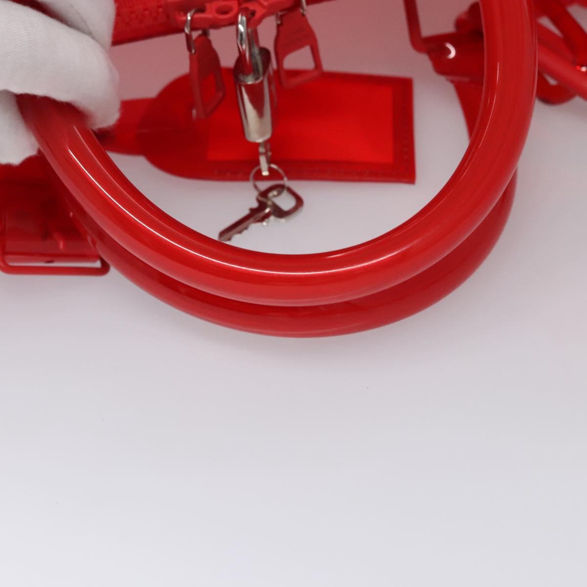 LOUIS VUITTON Monogram Vinyl Keepall Bandouliere 50 Bag Red M41416 Auth EC591SA