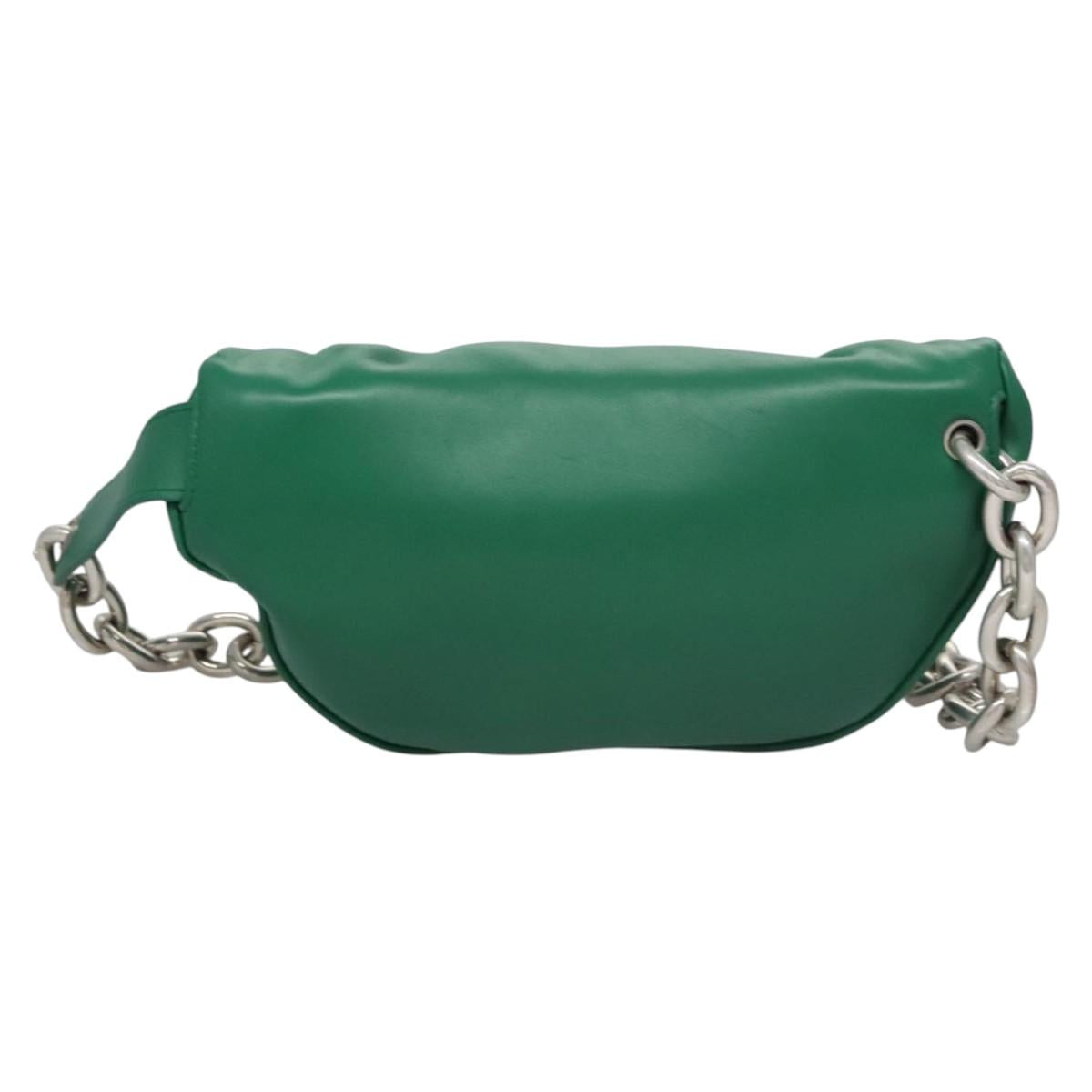 BOTTEGA VENETA Chain Shoulder Bag Leather Green Auth EC599V