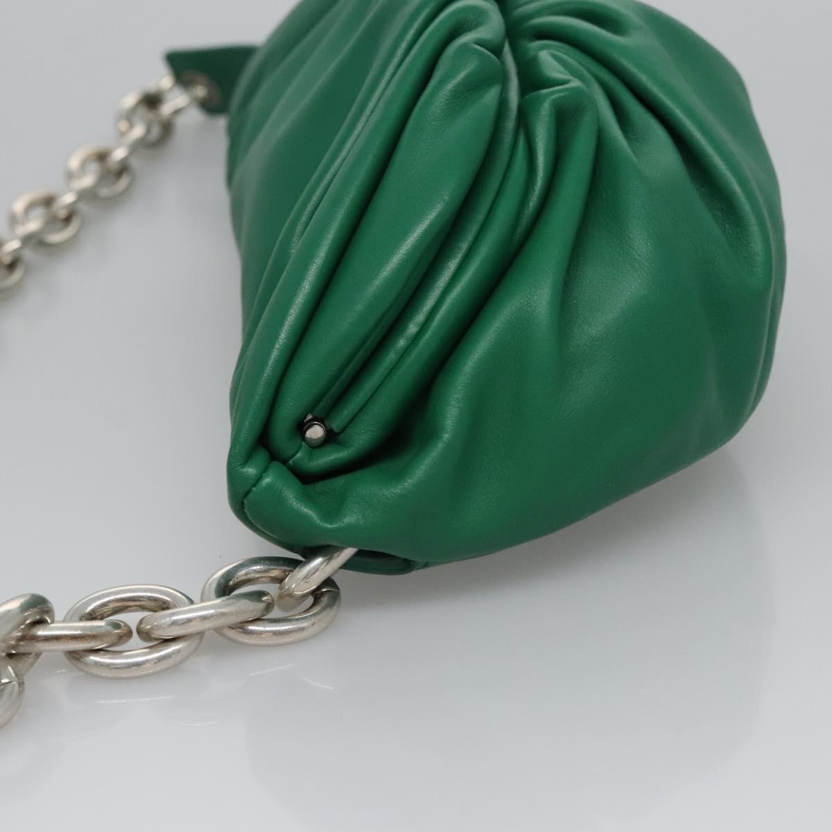 BOTTEGA VENETA Chain Shoulder Bag Leather Green Auth EC599V