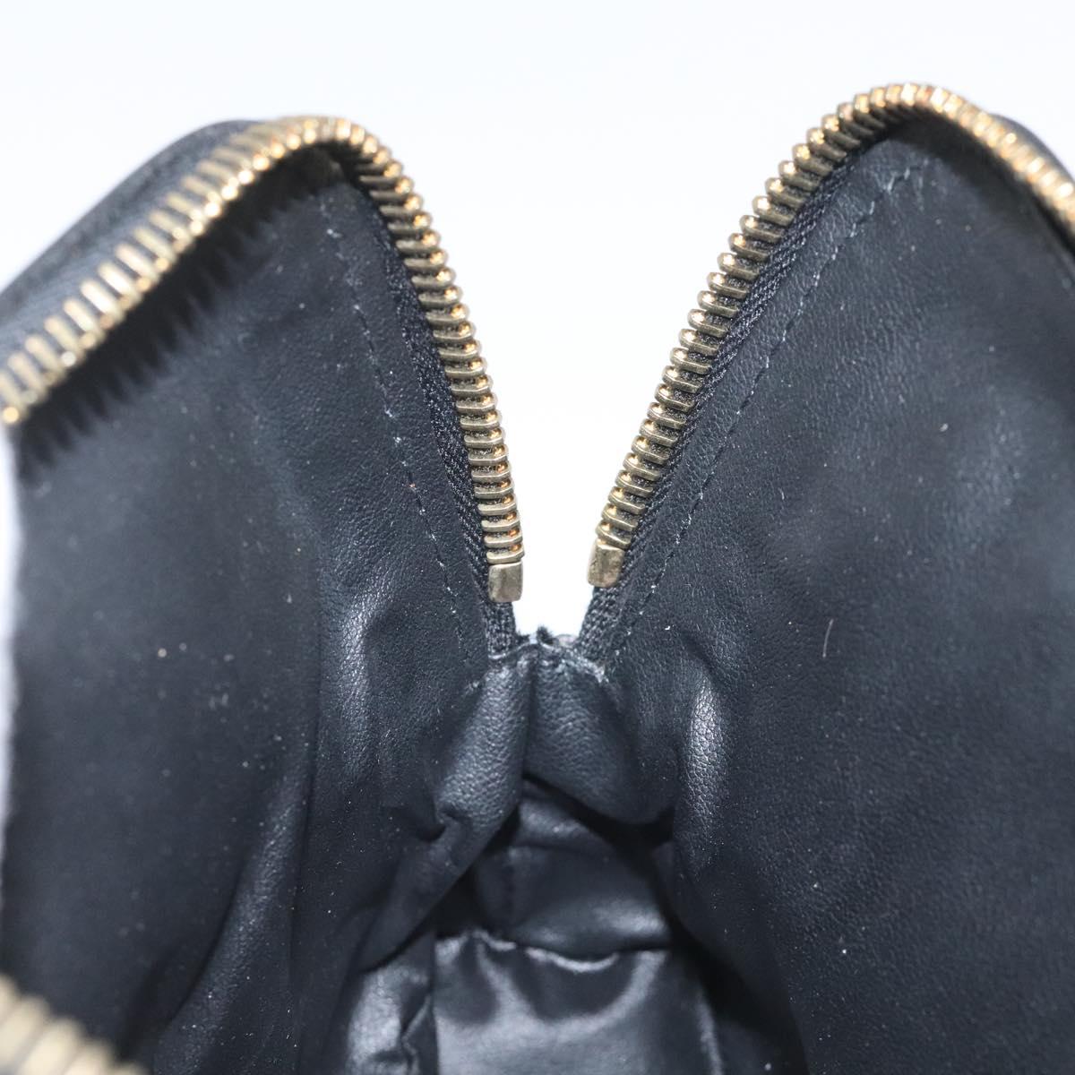 CELINE Macadam Canvas Pouch PVC Leather Black Gold Auth EC600V