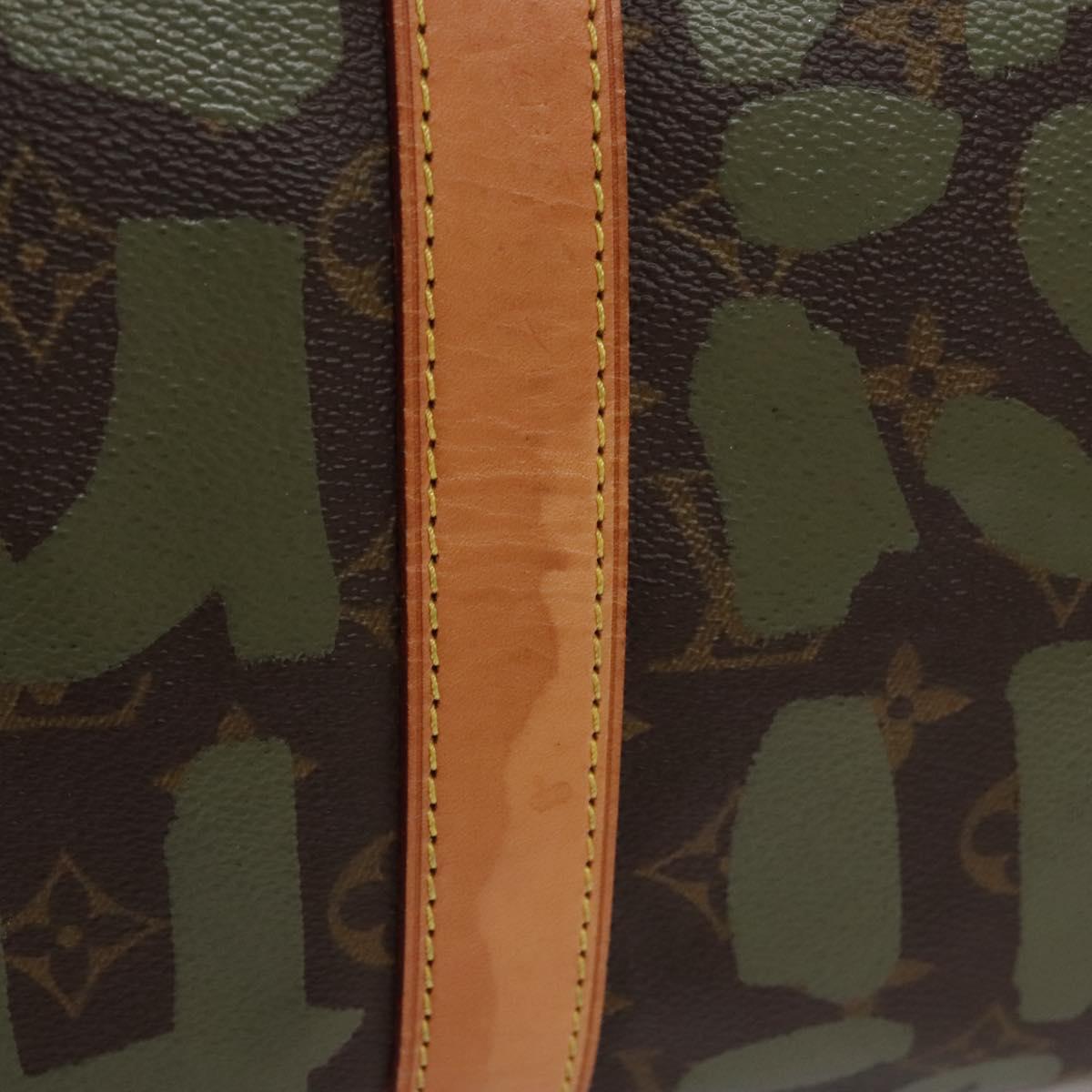 LOUIS VUITTON Monogram graffiti Keepall 50 Boston Bag Khaki M92196 Auth EC602SAV