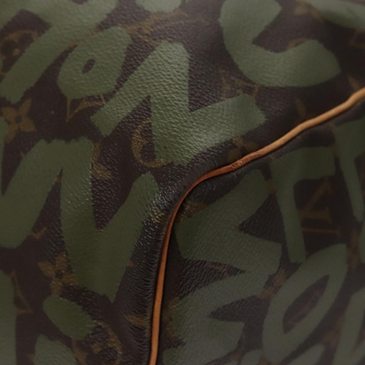 LOUIS VUITTON Monogram graffiti Keepall 50 Boston Bag Khaki M92196 Auth EC602SAV