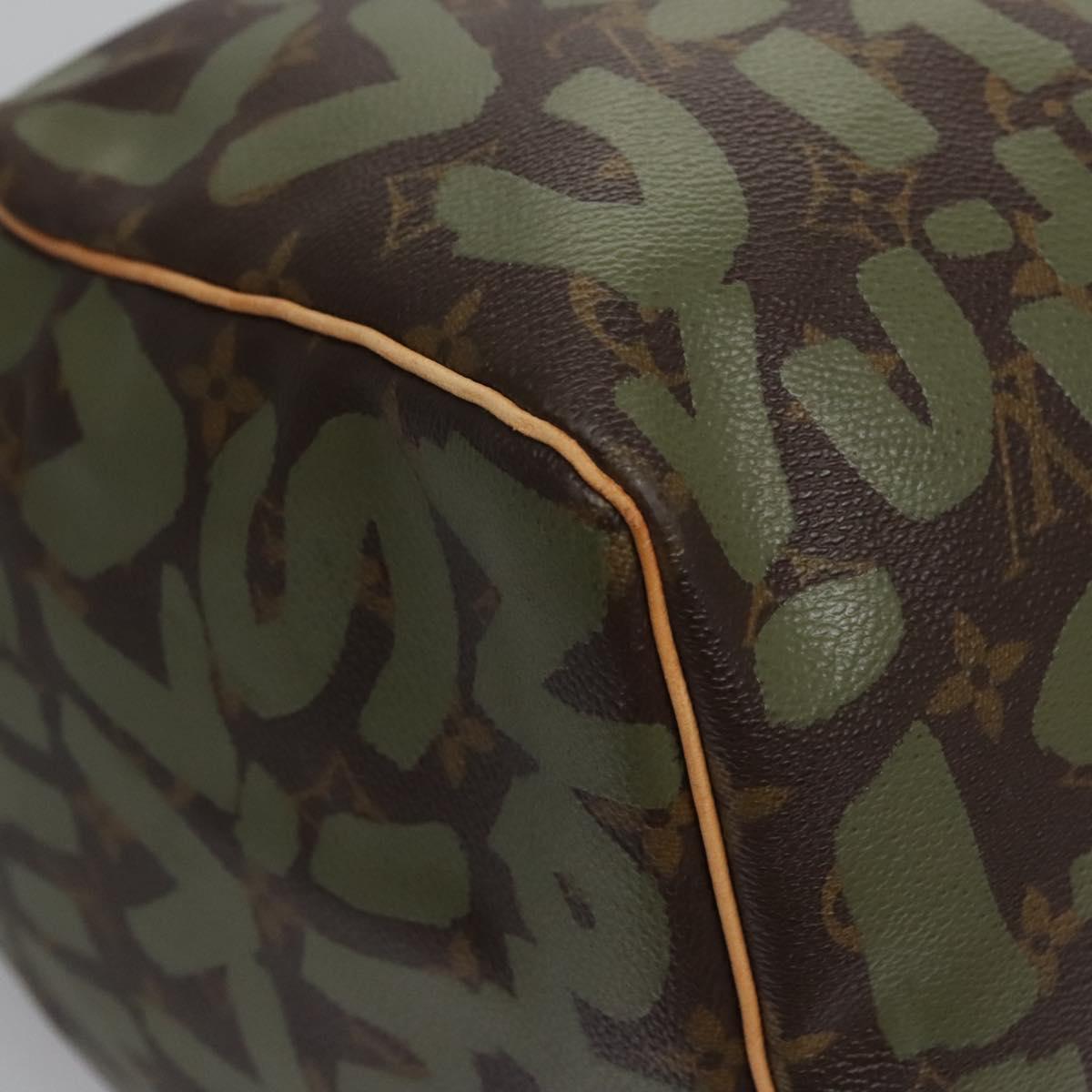 LOUIS VUITTON Monogram graffiti Keepall 50 Boston Bag Khaki M92196 Auth EC602SAV