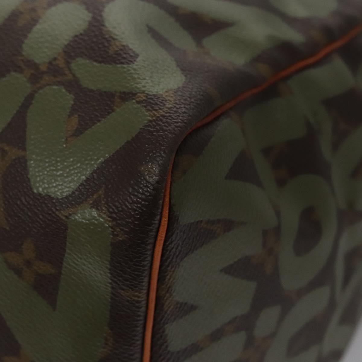 LOUIS VUITTON Monogram graffiti Keepall 50 Boston Bag Khaki M92196 Auth EC602SAV