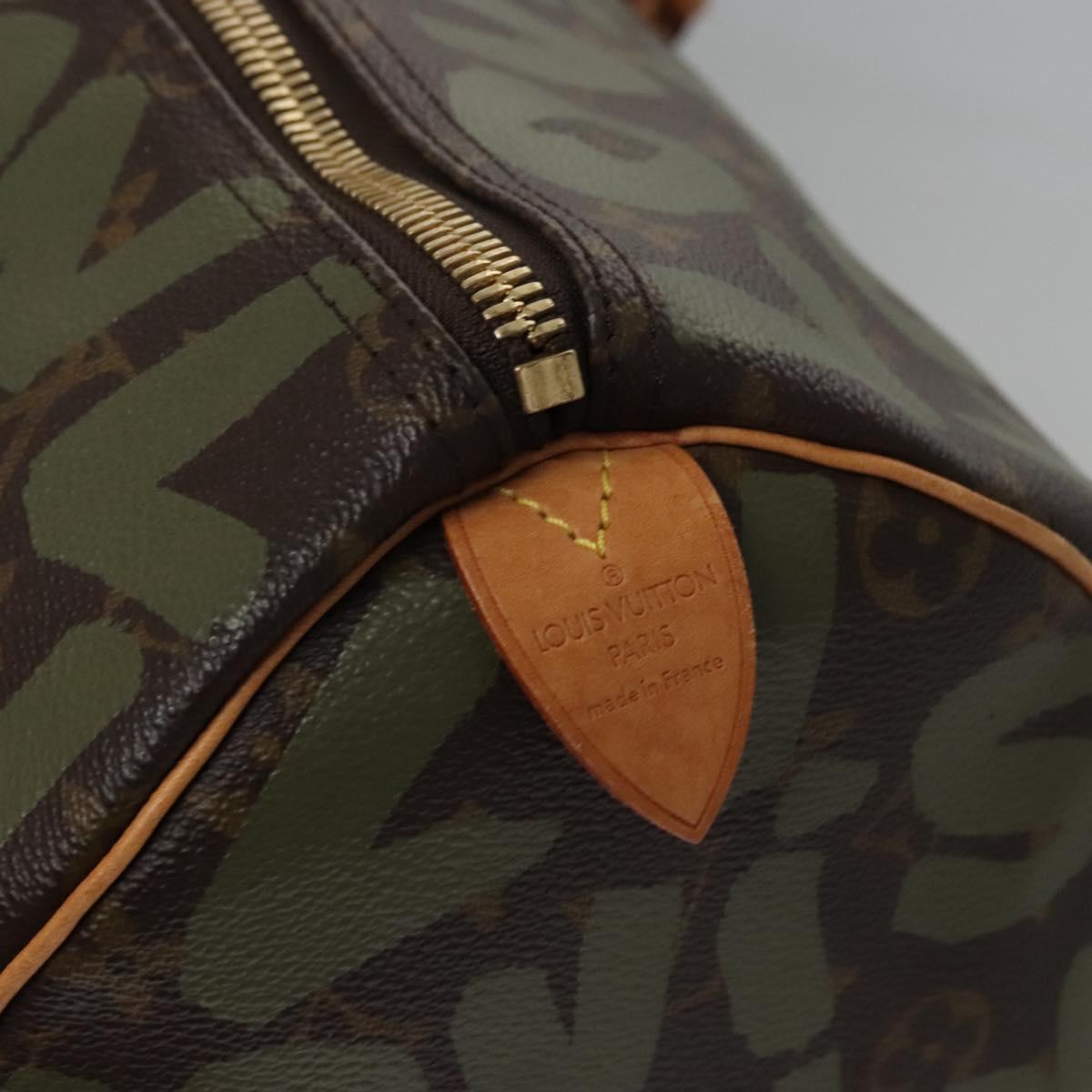 LOUIS VUITTON Monogram graffiti Keepall 50 Boston Bag Khaki M92196 Auth EC602SAV