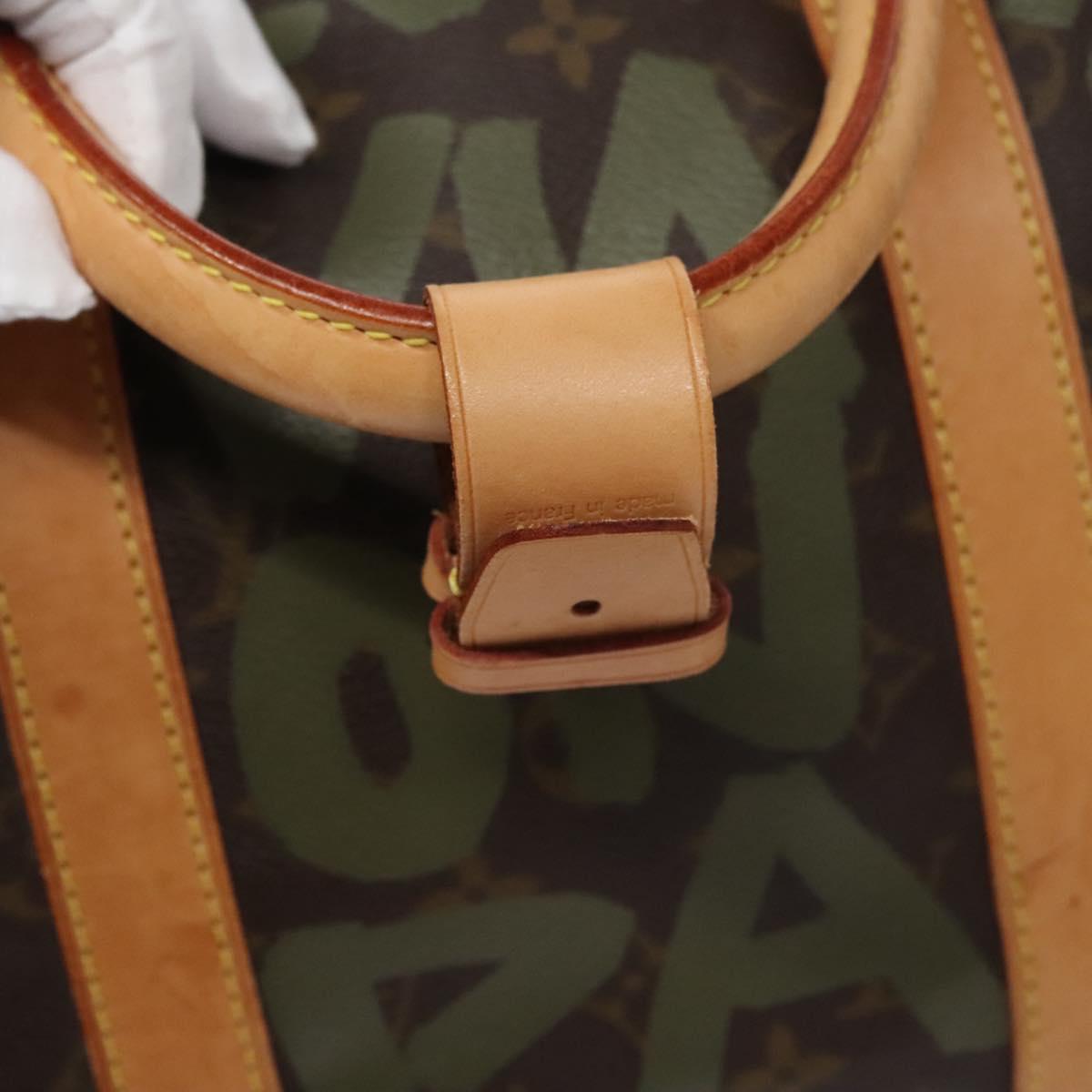 LOUIS VUITTON Monogram graffiti Keepall 50 Boston Bag Khaki M92196 Auth EC602SAV