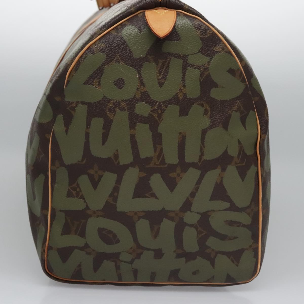 LOUIS VUITTON Monogram graffiti Keepall 50 Boston Bag Khaki M92196 Auth EC602AV