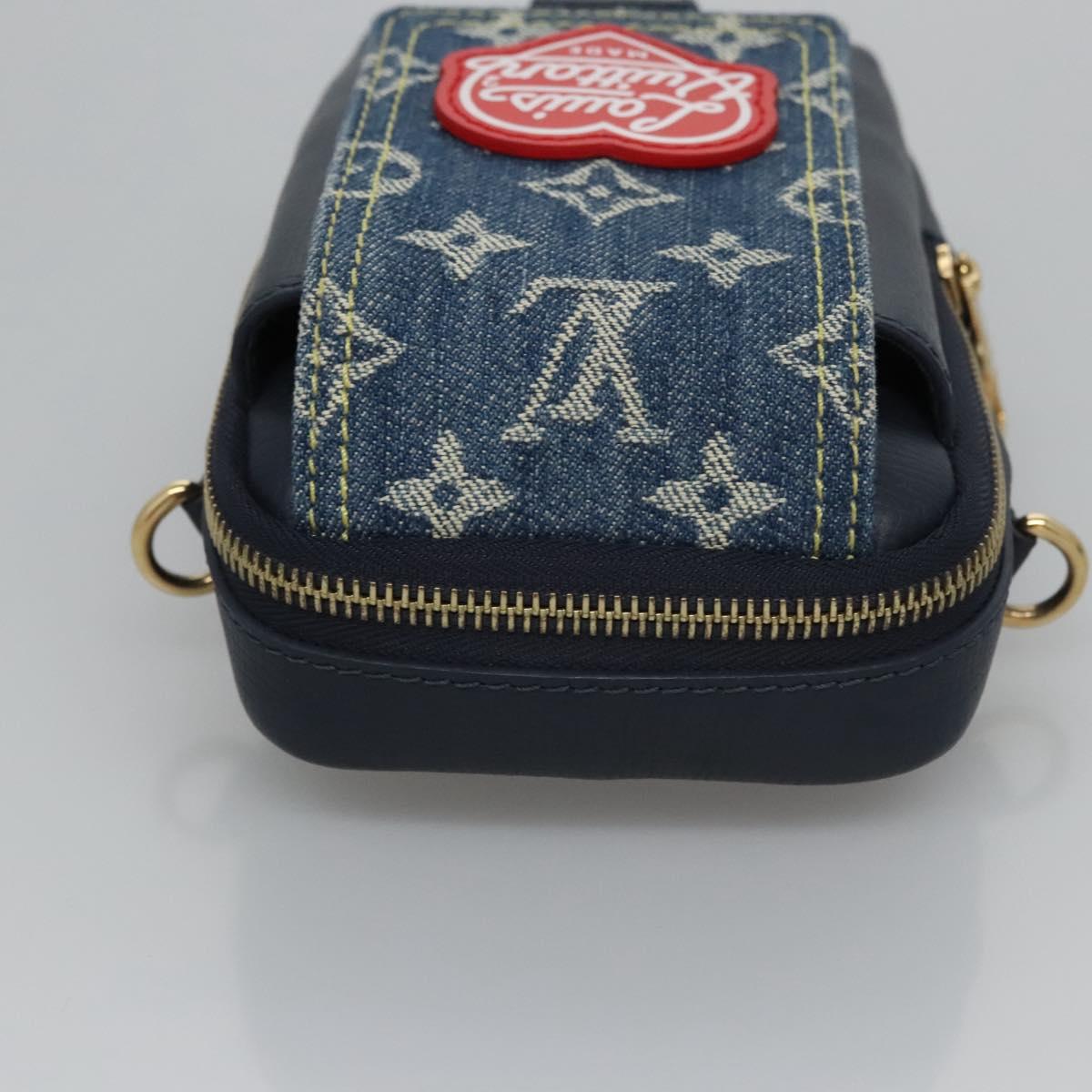 LOUIS VUITTON LV Squared Double Phone Pouch Blue M81060 LV Auth EC603A