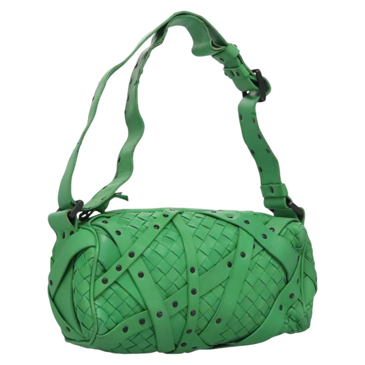 BOTTEGAVENETA INTRECCIATO Shoulder Bag Leather Green Auth EC612V