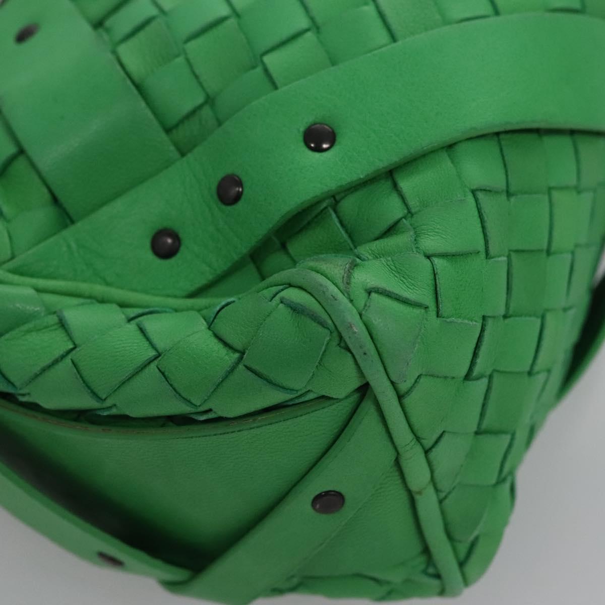 BOTTEGAVENETA INTRECCIATO Shoulder Bag Leather Green Auth EC612V