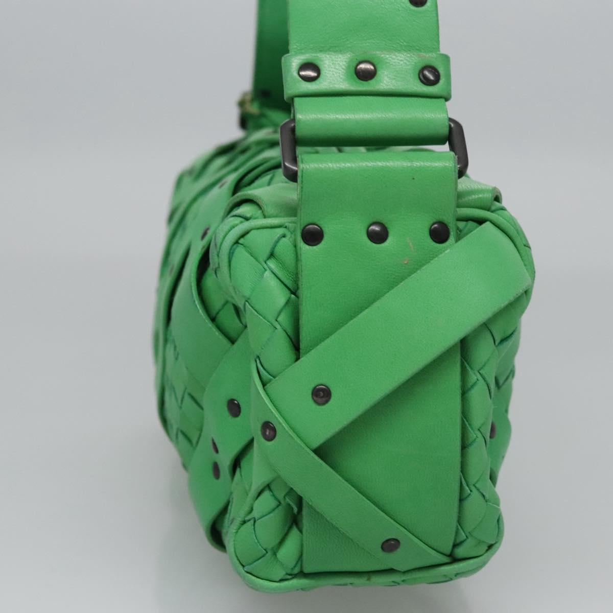 BOTTEGAVENETA INTRECCIATO Shoulder Bag Leather Green Auth EC612V