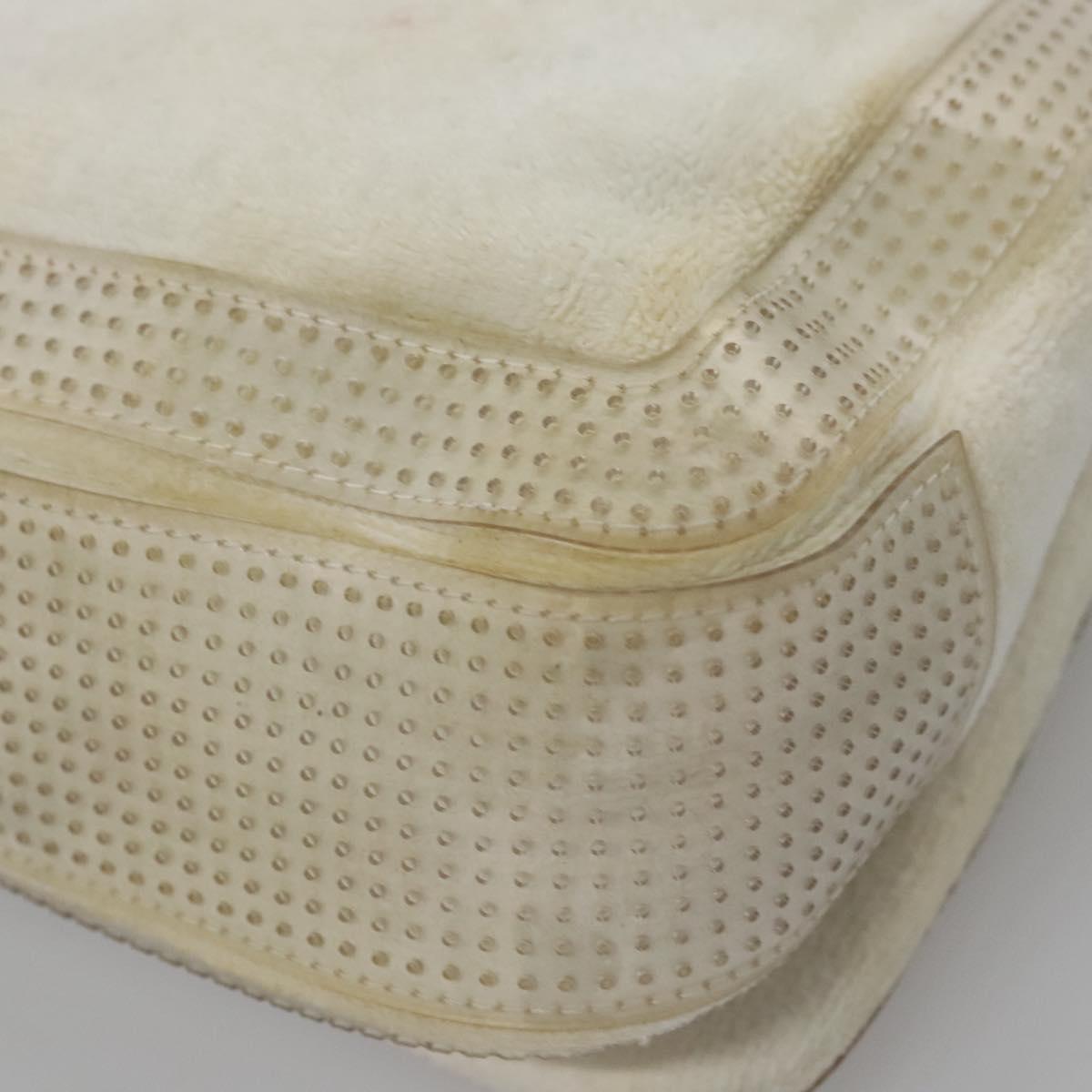 CHANEL Chain Shoulder Bag pile White CC Auth EC613