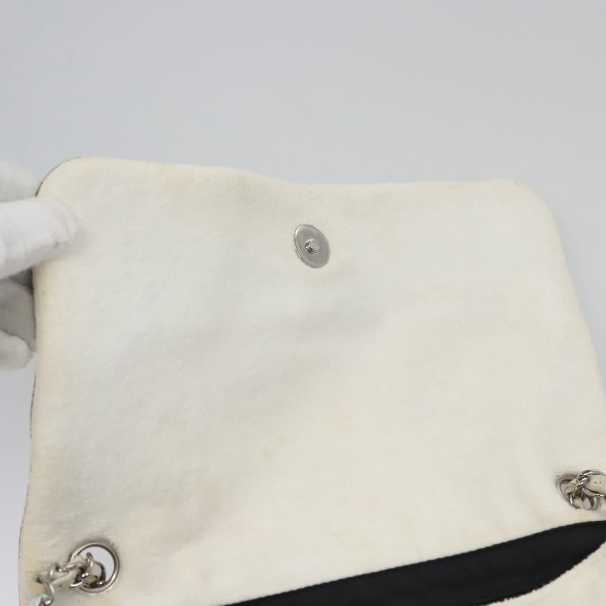 CHANEL Chain Shoulder Bag pile White CC Auth EC613