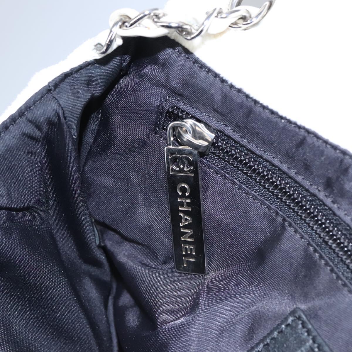 CHANEL Chain Shoulder Bag pile White CC Auth EC613