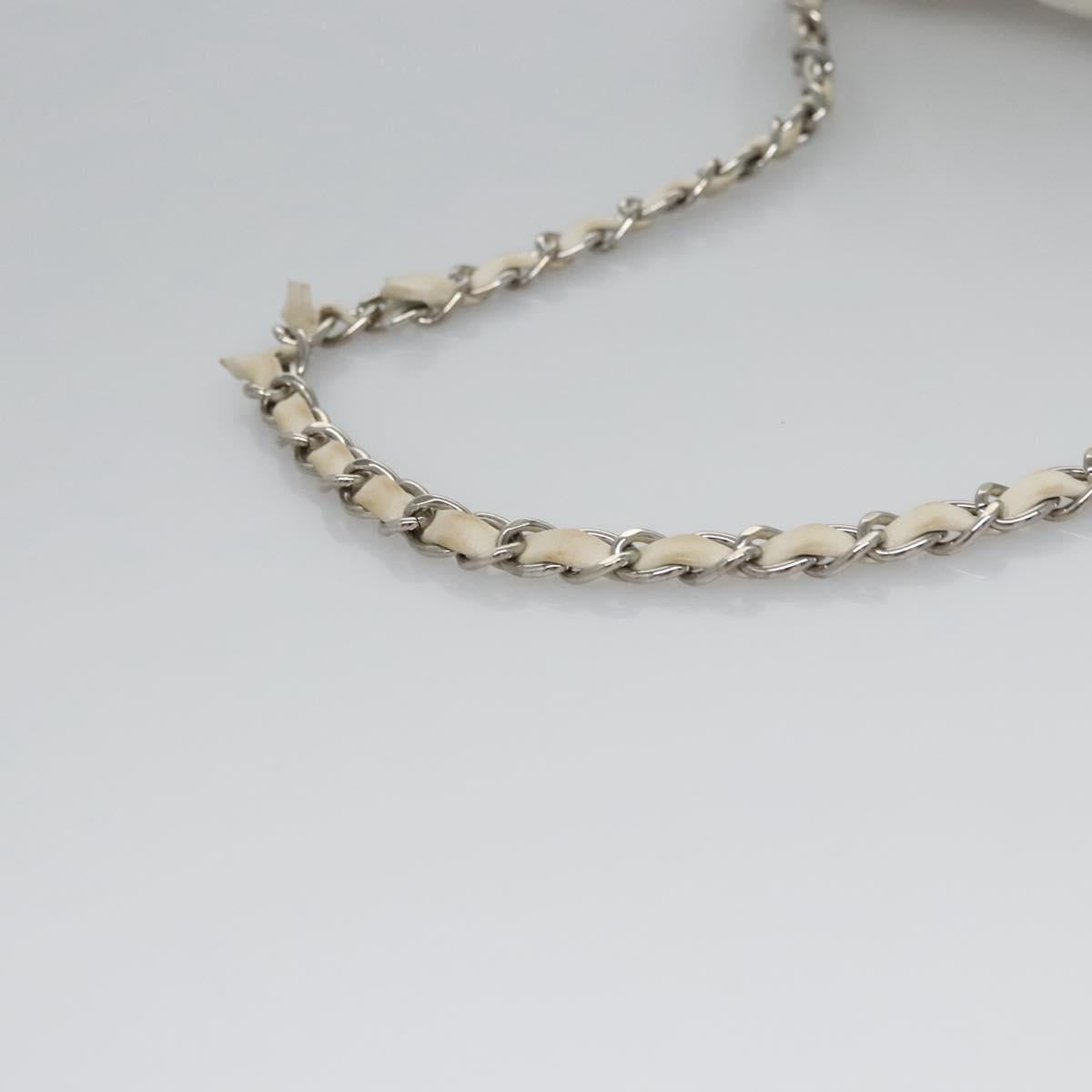 CHANEL Chain Shoulder Bag pile White CC Auth EC613
