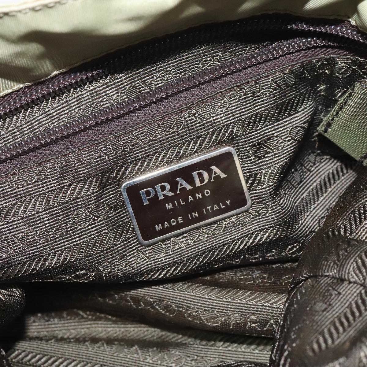 PRADA Tote Bag Nylon Beige Auth EC618