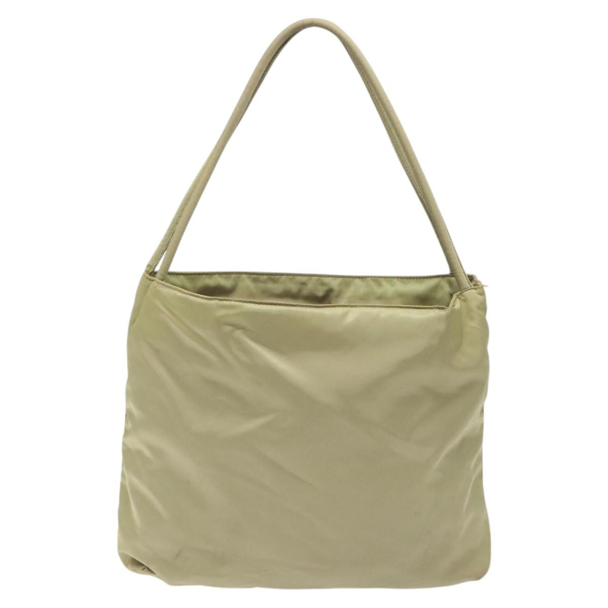 PRADA Tote Bag Nylon Beige Auth EC618