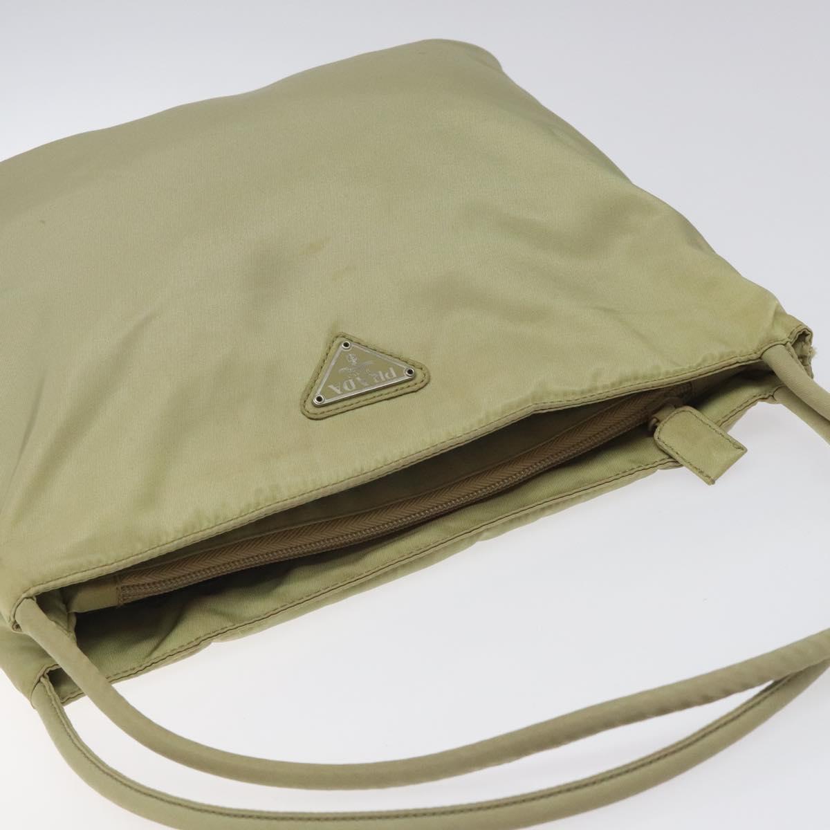 PRADA Tote Bag Nylon Beige Auth EC618