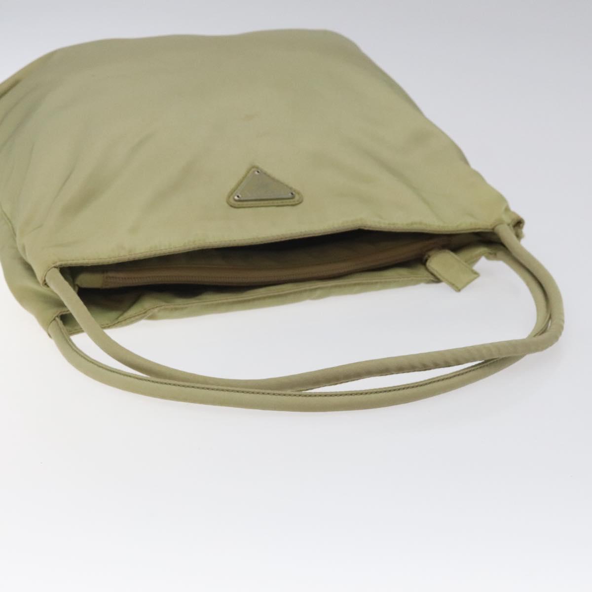 PRADA Tote Bag Nylon Beige Auth EC618