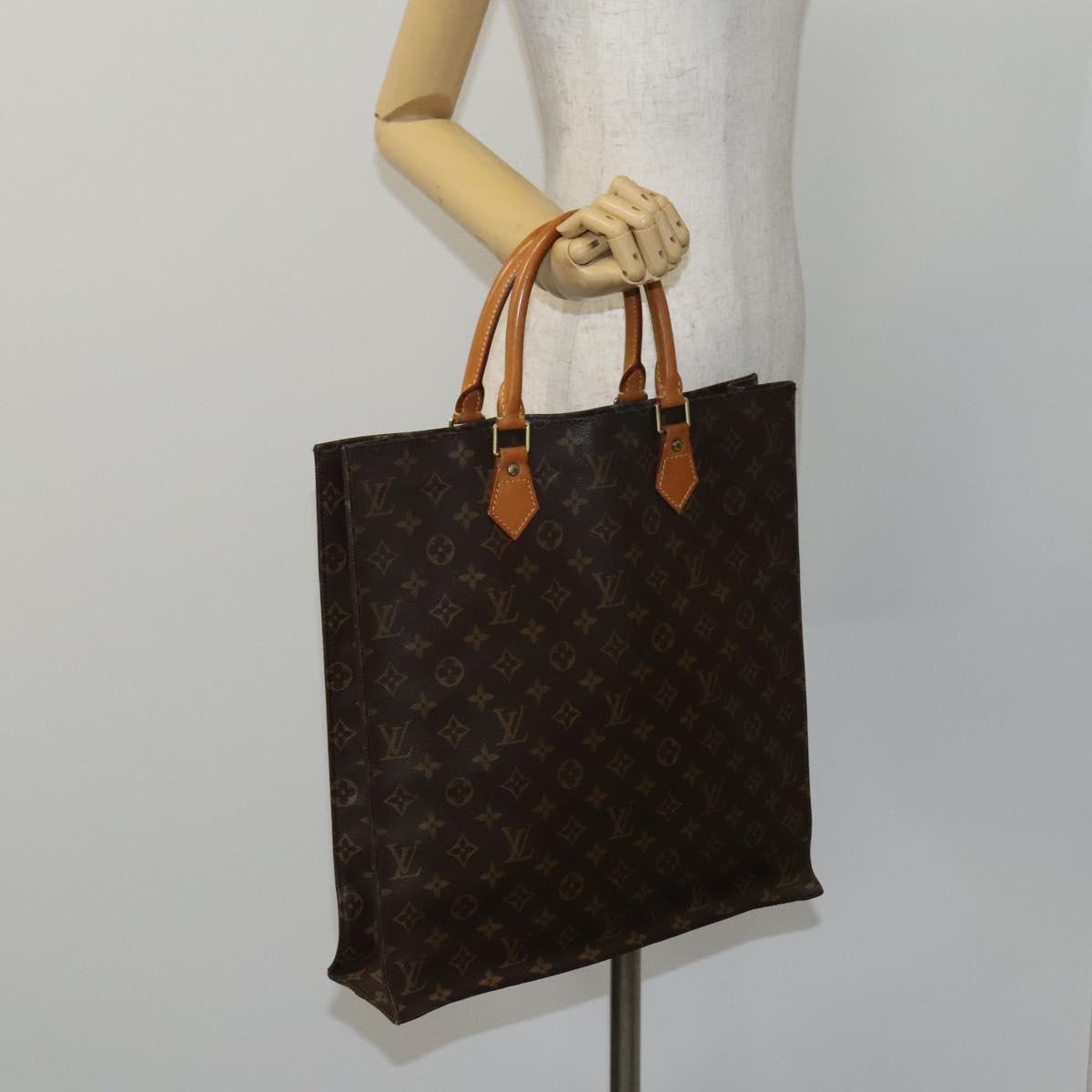 LOUIS VUITTON Monogram Sac Plat Hand Bag M51140 LV Auth EC628