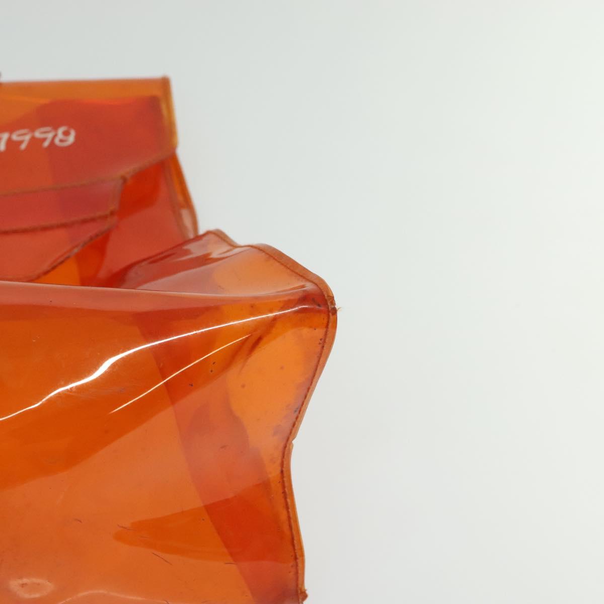 HERMES Vinyl Kelly Hand Bag Vinyl Orange Auth EC633