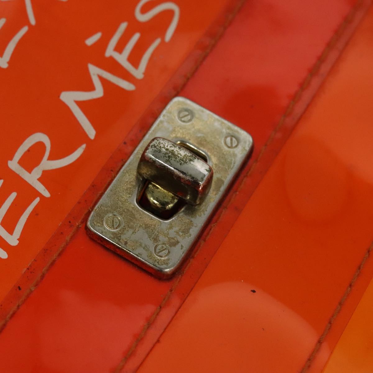 HERMES Vinyl Kelly Hand Bag Vinyl Orange Auth EC633