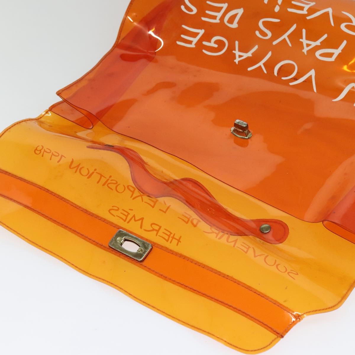 HERMES Vinyl Kelly Hand Bag Vinyl Orange Auth EC633